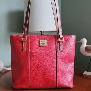 Dooney & Bourke Small Lexington Red Pebble Grain Leather Tote Bag Purse